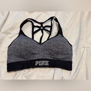 PINK Victoria's Secret Black and Gray Sports Bra